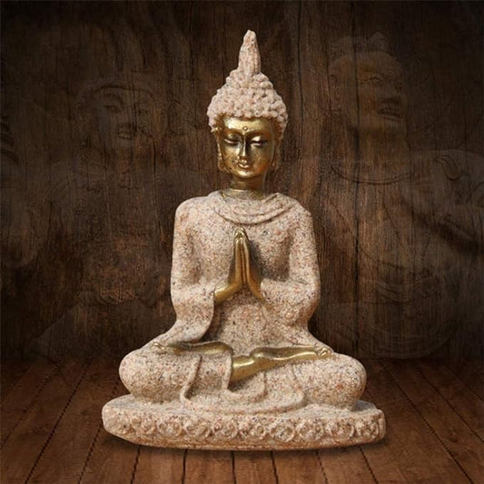 Nature Sandstone Buddha Statue Fashion Sculpture Resin Technology Hand Carved Figurine Home Decor