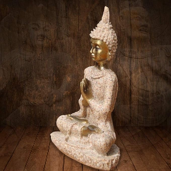 Nature Sandstone Buddha Statue Fashion Sculpture Resin Technology Hand Carved Figurine Home Decor